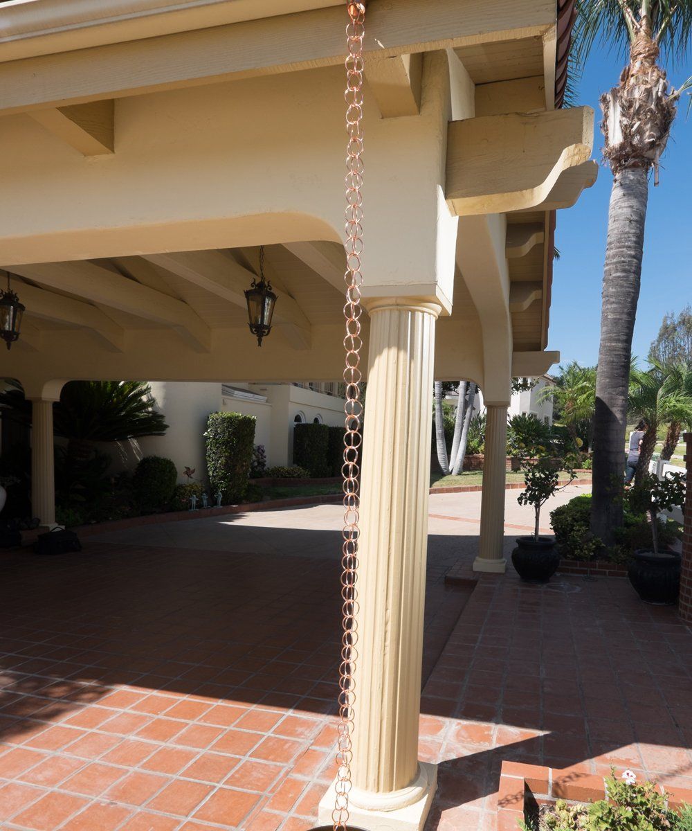 Rain Chains Pure Copper Ring Rain Chain, 125cm Decorative Rain Catcher Chain for Gutters, Rain Chains for Outside, Rain Gutter Replacement Downspout