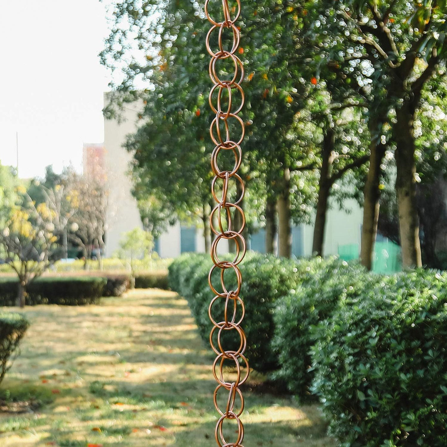 Rain Chains Pure Copper Ring Rain Chain, 125cm Decorative Rain Catcher Chain for Gutters, Rain Chains for Outside, Rain Gutter Replacement Downspout