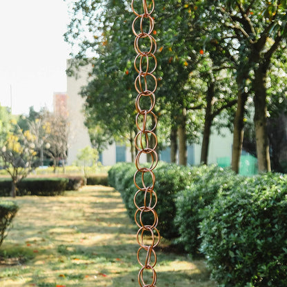 Rain Chains Pure Copper Ring Rain Chain, 125cm Decorative Rain Catcher Chain for Gutters, Rain Chains for Outside, Rain Gutter Replacement Downspout
