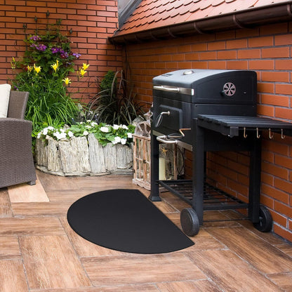 Fireproof Fireplace Hearth Mat Oil-Proof Waterproof BBQ Protector for Decks and Patios, Hearth Rug Protects Floors from Sparks Embers, Black