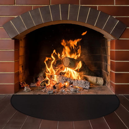 Fireproof Fireplace Hearth Mat Oil-Proof Waterproof BBQ Protector for Decks and Patios, Hearth Rug Protects Floors from Sparks Embers, Black