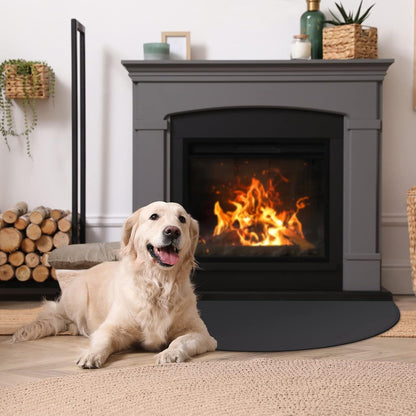 Fireproof Fireplace Hearth Mat Oil-Proof Waterproof BBQ Protector for Decks and Patios, Hearth Rug Protects Floors from Sparks Embers, Black