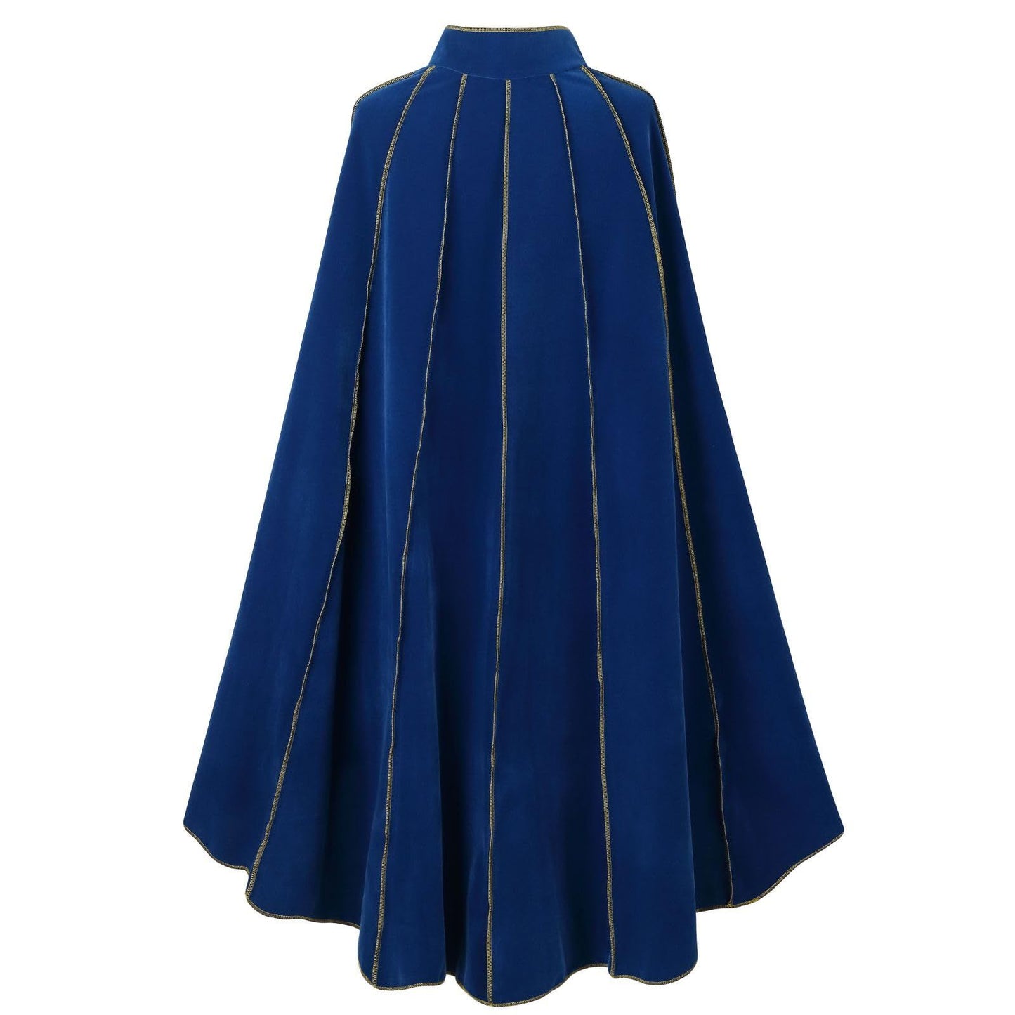 Women's Medieval Cloak Stand Collar Deluxe Velvet Gold Trim Cape for Adult（110cm blue）Renaissance Cloak with Hood Women Medieval Hooded Cape with Arm Holes for Halloween