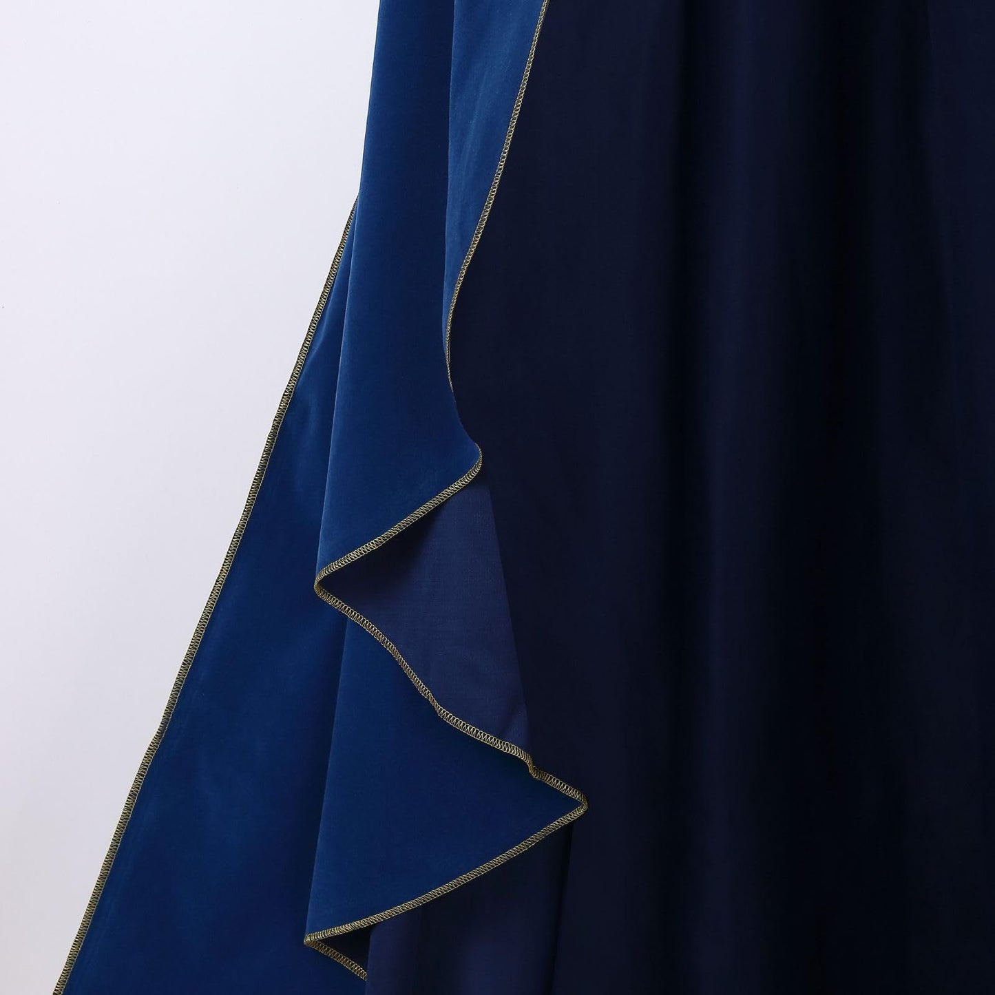 Women's Medieval Cloak Stand Collar Deluxe Velvet Gold Trim Cape for Adult（110cm blue）Renaissance Cloak with Hood Women Medieval Hooded Cape with Arm Holes for Halloween