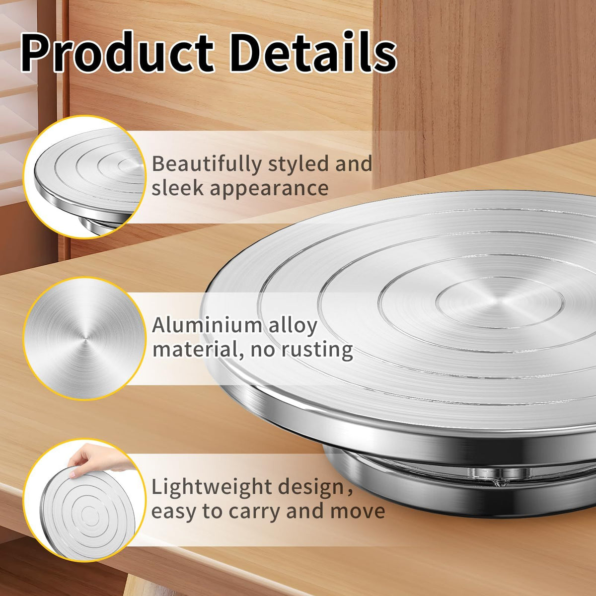 7.8 Inch Banding Wheel,Wheel Turnable Aluminium Alloy Metal Sculpting Wheel Rotate with Ball Bearings for Ceramics Clay Model Making Cake Decor Paint Spraying