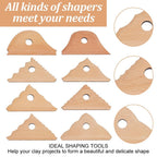 Triangle Pottery Ribs & Trimming Tools | Shaper Tools | 6 Clay Texture Ribs | Solid Beech Wood | 8-Pack