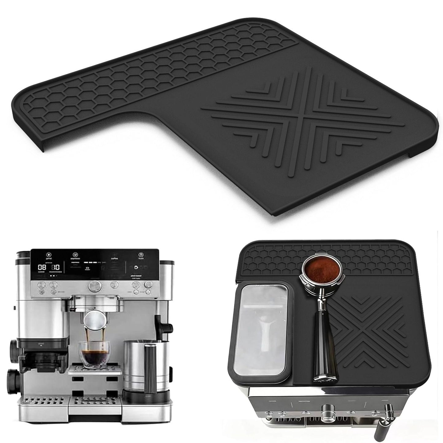 Top Mat Cafe Espresso Machine – Protect Top Surface Food Grade Silicone Tamping Mat for Cafe Accessories – Waterproof Non-Slip Espresso Tamper Mat Black