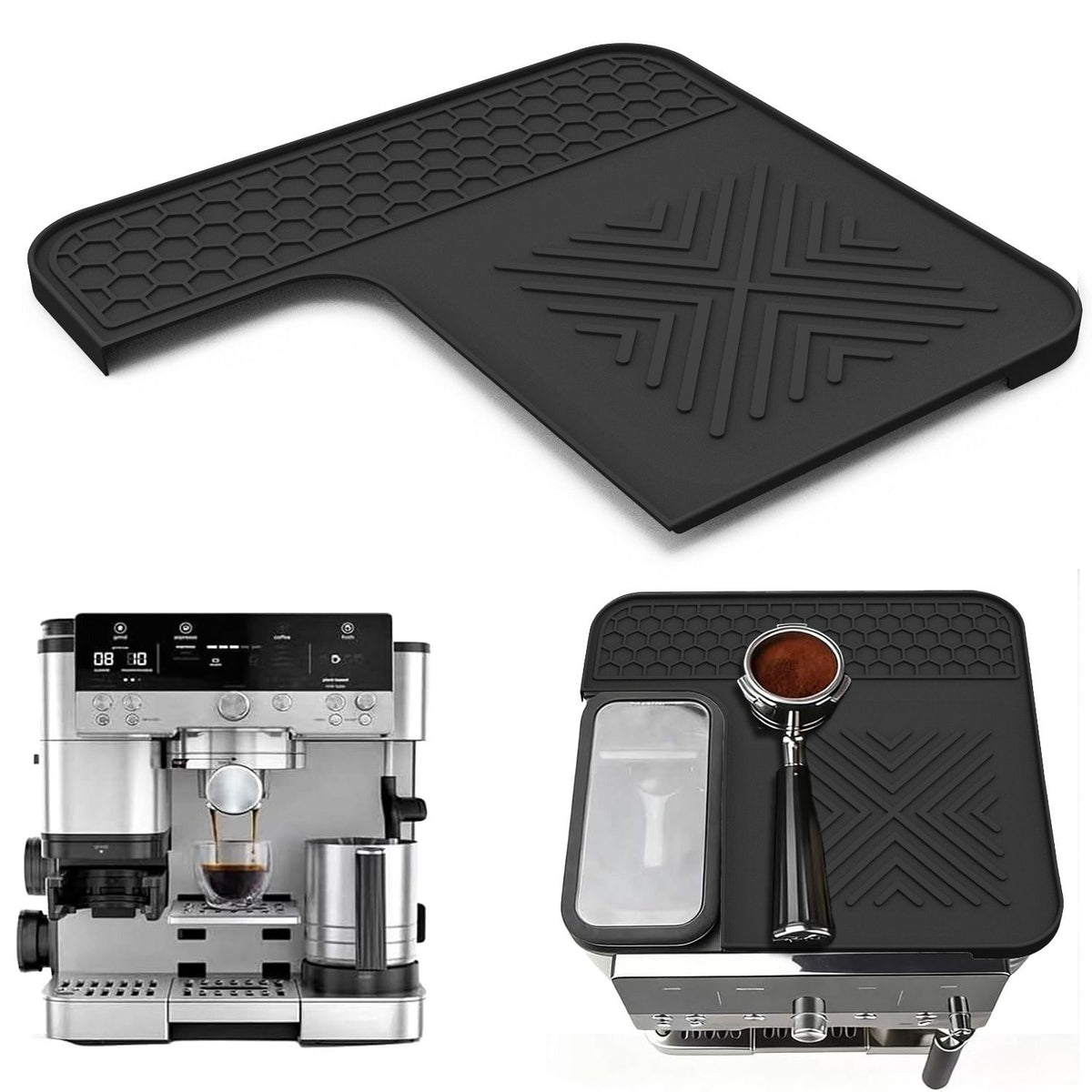 Top Mat Cafe Espresso Machine – Protect Top Surface Food Grade Silicone Tamping Mat for Cafe Accessories – Waterproof Non-Slip Espresso Tamper Mat Black