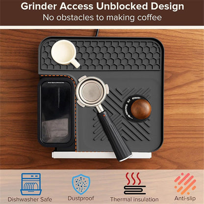 Top Mat Cafe Espresso Machine – Protect Top Surface Food Grade Silicone Tamping Mat for Cafe Accessories – Waterproof Non-Slip Espresso Tamper Mat Black