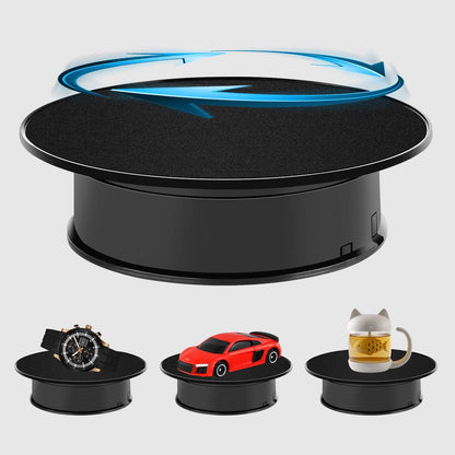 Motorized Rotating Display Stand, 360 Degree Electric Rotating Turntable with Velvet Top, Load Automatic Mute Lazy for Photography Products Jewelry 3D Model, Black Stand