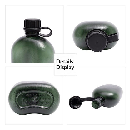 Canteen Water Bottle - 1 LWater Canteen Water Bottle for  Hiking Camping Survival (Bottle & Cover Olive)