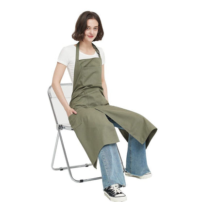 Pottery Apron Split Leg Long Artist Painting Aprons with 3 Pockets for Ceramics Clay Women Men（green）