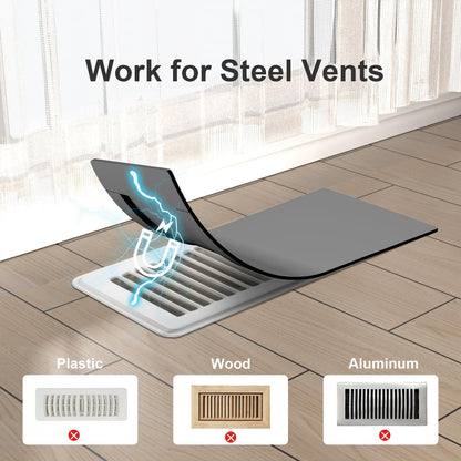 Magnetic Vent Covers (4-Pack) for Complete Sealing of Residential Standard Floor Vent Covers 5.5" X 12" for Floor Wall and Ceiling Vent Covers Black