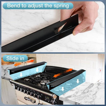 2PCS Kitchen Stove Counter Gap Covers, Stainless Steel Stove Gap Guard, Cooktop Trim Kit, Stove Gap Guards, Oven Gap Filler, Heat Resistant & Effectively Protect Stove Gap Filler