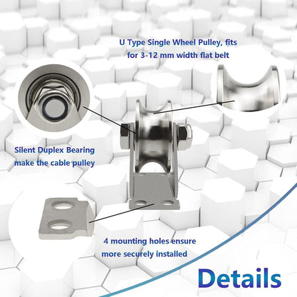 Groove Wheel Pulley Stainless Steel Pulley Block Super Silent Single Pulley Block for DIY Gym Equipment,Sliding Gate Detachable Duplex Bearing with Mounting Screws  (2 Pack)