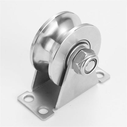 Groove Wheel Pulley Stainless Steel Pulley Block Super Silent Single Pulley Block for DIY Gym Equipment,Sliding Gate Detachable Duplex Bearing with Mounting Screws  (2 Pack)