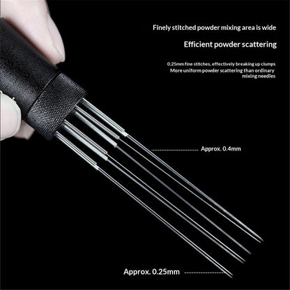 Magnetic Coffee Stirrer 0.4mm 7 Installed Pins + 0.25mm for Espresso Distribution Tool with Metal Stand for Barista Espresso (Black)