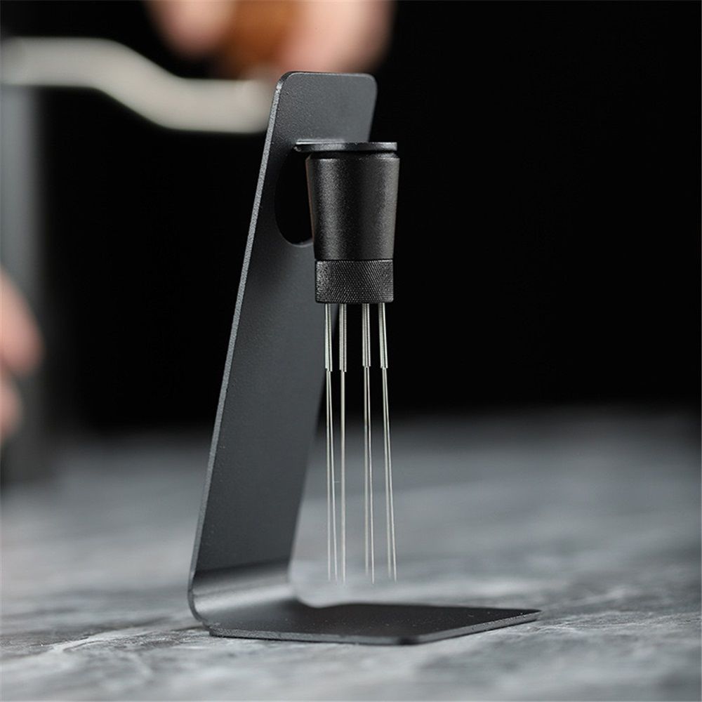 Magnetic Coffee Stirrer 0.4mm 7 Installed Pins + 0.25mm for Espresso Distribution Tool with Metal Stand for Barista Espresso (Black)