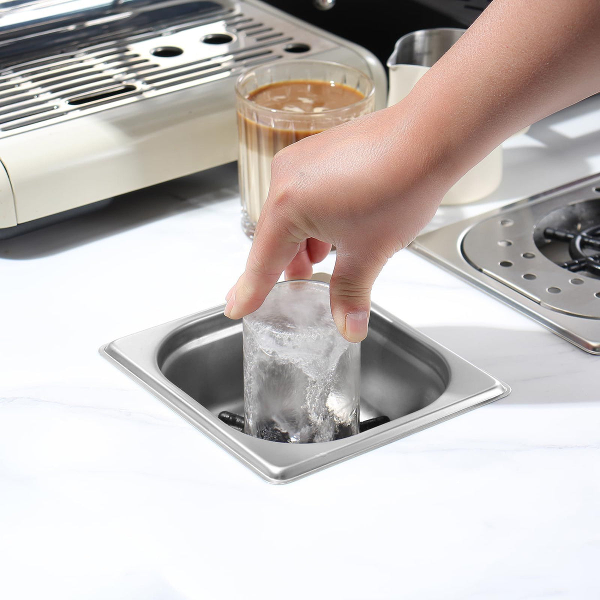 Automatic Glass Cup Washer , 304 Stainless Steel Coffee Milk Tea Cup Cleaner, for Home Kitchen Hotel Bar Restaurant