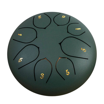 Rain Drum for Outside Garden, 6 Inches 8 Notes Steel Tongue Chakra Drums, Waterproof Meditation Rain Chime, Musical Instruments for Adult Gift with Bag, Music Book, Drum Mallets (Green)