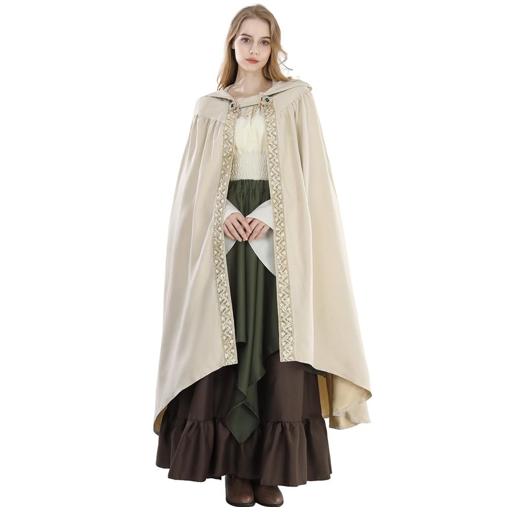Cloak with Hood Women Renaissance Hooded Medieval Cloak Witch Robe Cape Hooded Cape Bridal Cloak Poncho Full Length