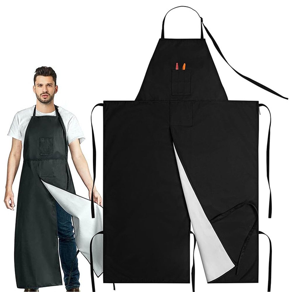Reusable Full Coverage Waterproof Pottery Apron Split Leg -Lined Polyester Apron For Men & Women - For Ceramic Wheel Throwing, Woodturning, Painting, and Clay or Tattoo Artists