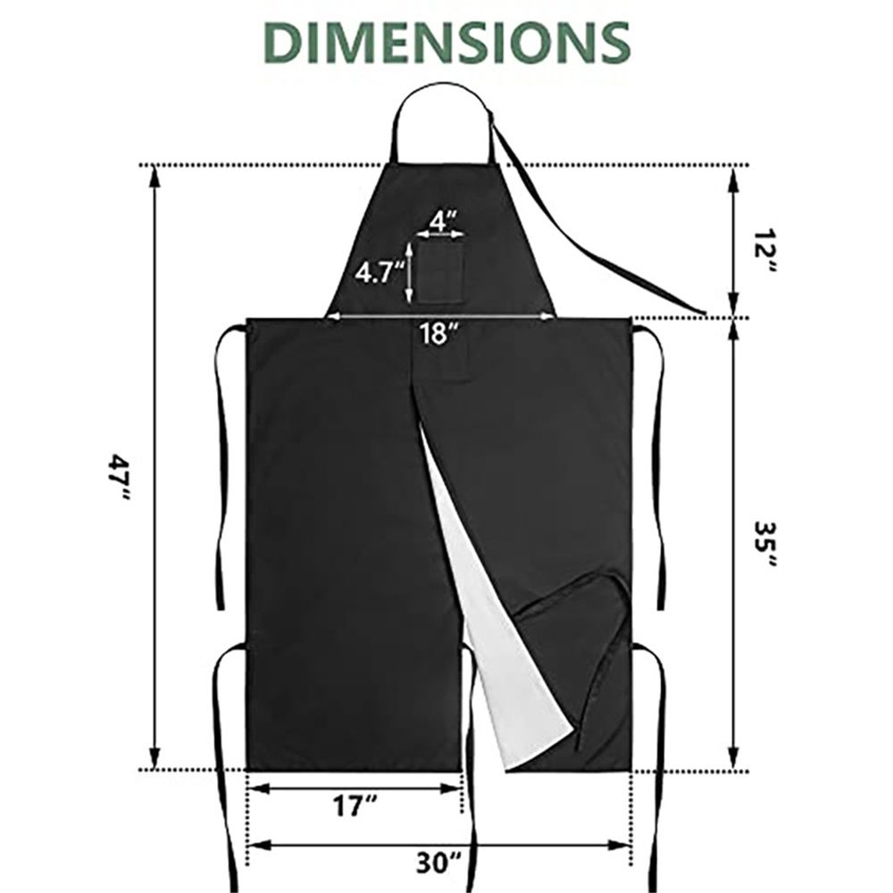 Reusable Full Coverage Waterproof Pottery Apron Split Leg -Lined Polyester Apron For Men & Women - For Ceramic Wheel Throwing, Woodturning, Painting, and Clay or Tattoo Artists