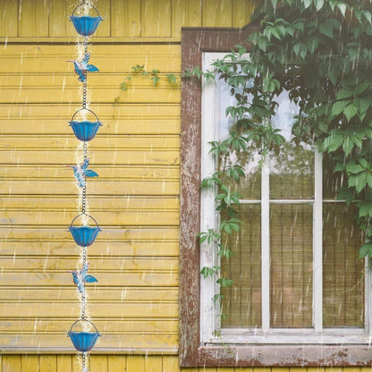 2.4M Rain Chain, Hummingbird Rain Chains for Outside, Copper Rain Chain Bell Decorative Rain Catcher Chain Replacement Downspout for Gutters