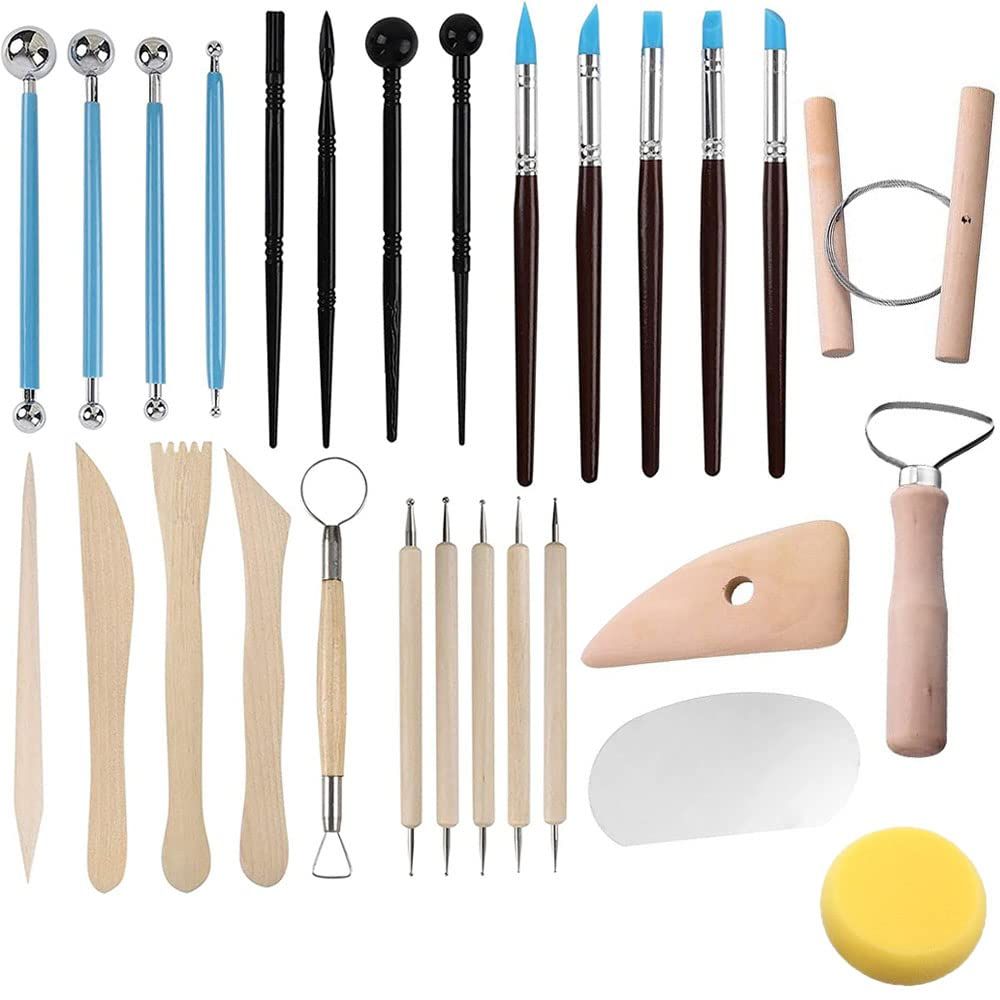 Clay Tools 40PCS Pottery Tools Clay Sculpting Tools Polymer Clay Tools Kit Ceramic Tools for DIY Handcraft Modeling Clay Carving Tools Set