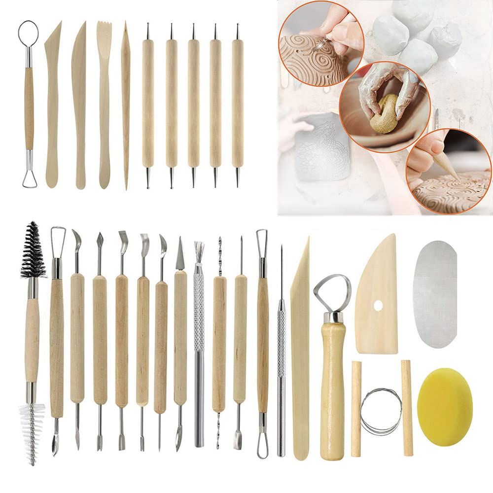 Clay Tools 40PCS Pottery Tools Clay Sculpting Tools Polymer Clay Tools Kit Ceramic Tools for DIY Handcraft Modeling Clay Carving Tools Set