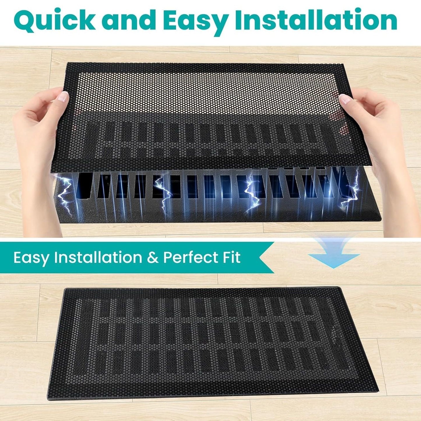 8pcs 12*5.5in Floor Vent Covers Rectangle Air Vent Screen Cover Magnetic PVC Vent Mesh Floor Register Cover Plastic Vent Screen for Wall Ceiling Floor Catch Debris Hair Insect