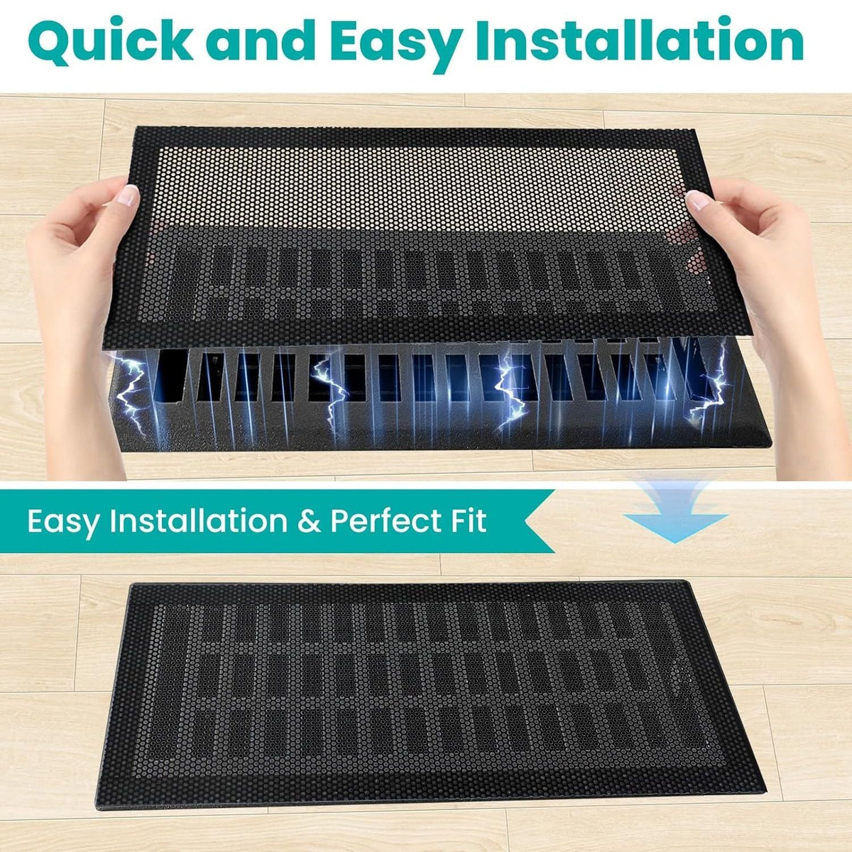 8pcs 12*5.5in Floor Vent Covers Rectangle Air Vent Screen Cover Magnetic PVC Vent Mesh Floor Register Cover Plastic Vent Screen for Wall Ceiling Floor Catch Debris Hair Insect