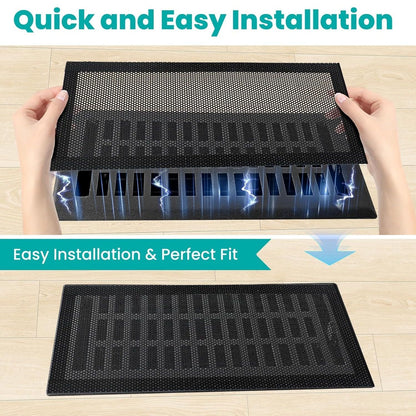8pcs 12*5.5in Floor Vent Covers Rectangle Air Vent Screen Cover Magnetic PVC Vent Mesh Floor Register Cover Plastic Vent Screen for Wall Ceiling Floor Catch Debris Hair Insect