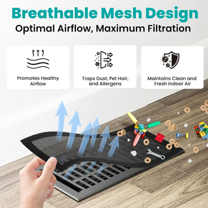 8pcs 12*5.5in Floor Vent Covers Rectangle Air Vent Screen Cover Magnetic PVC Vent Mesh Floor Register Cover Plastic Vent Screen for Wall Ceiling Floor Catch Debris Hair Insect