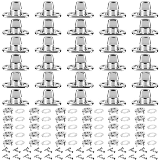 30 Piece Set Grade Twist Lock Fasteners Turn Button Eyelet and Stud, Mounting Screws for Canvas Marine Fastener Turn Buttons