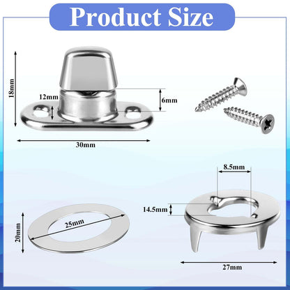 30 Piece Set Grade Twist Lock Fasteners Turn Button Eyelet and Stud, Mounting Screws for Canvas Marine Fastener Turn Buttons