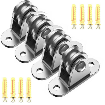 Small Pulley Block Silent Pulley Wheel Heavy Duty Fixed Pullies for Cord Material Handling Moving and DIY Project Wall Ceiling Mount Pulleys (4 Pack)