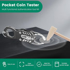 The Pocket Coin Tester Kit, Gold & Silver Coin Testing- Coin Validation via Ping Resonance Testing and Size Comparison, Portable Convenience & Technical Specifications Style.