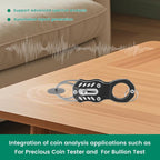 The Pocket Coin Tester Kit, Gold & Silver Coin Testing- Coin Validation via Ping Resonance Testing and Size Comparison, Portable Convenience & Technical Specifications Style.