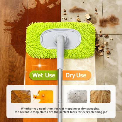 Reusable Dry Sweeping Cloths Microfiber Wet Mop Pads Compatible Mop Replacement Sweeping Mopping pad Refills for Hardwood Surface Floor Cleaning (8PCS)