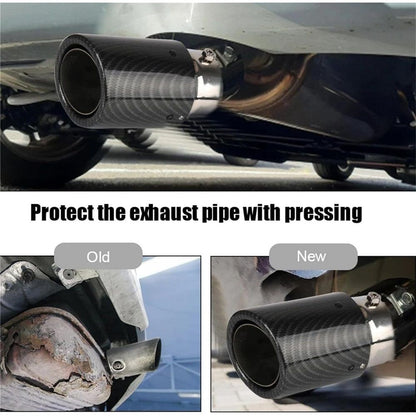 LED Exhaust Tip Tailpipe Tip Straight Carbon Fiber Style Bolt Clamp On for Cars LED Light Car Exhaust Muffler Tip Modification Luminous Tube (Blue-Straight Style)
