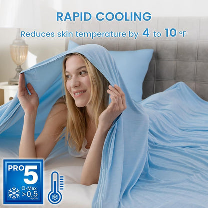 Cooling Blanket for Hot Sleepers Twin Size, Cold Blanket for Couch Bed Sofa, Lightweight Breathable Cooling Sheet for All Seasons, Absorbs Heat to Keep Cool - Light Blue, 60" x 80"