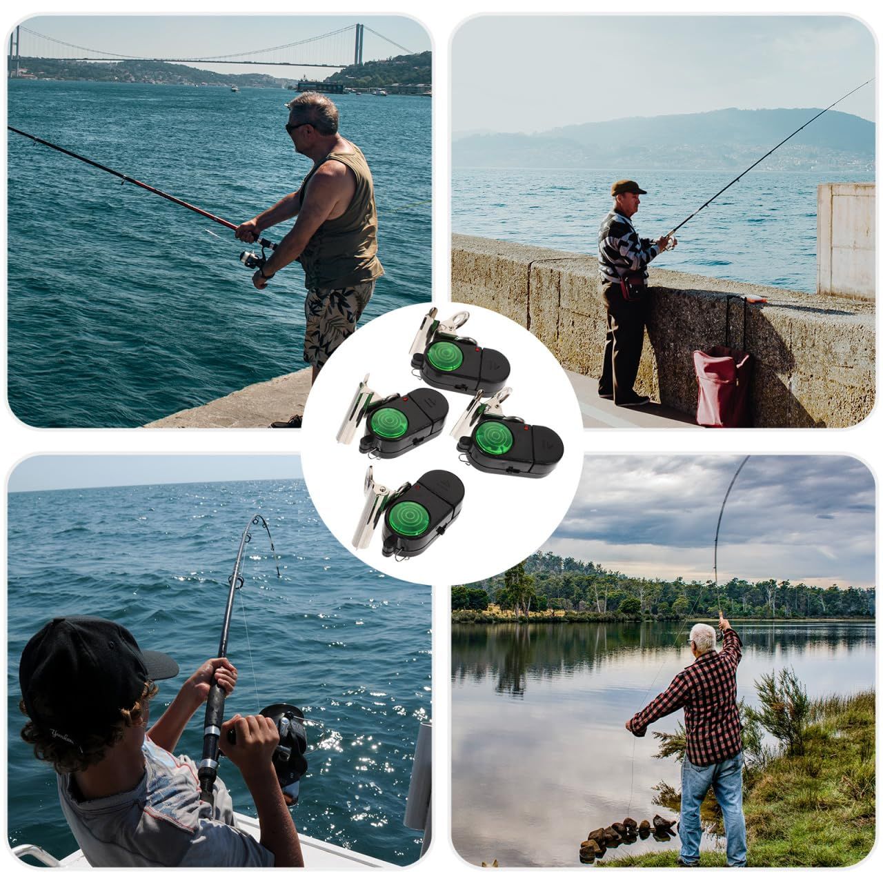 4PCS Fish Alarm Bite Indicator Sound LED Fishing Alarm Waterproof Battery Powered Clip on Fishing Rod Night Fishing Supplies
