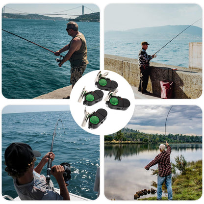 4PCS Fish Alarm Bite Indicator Sound LED Fishing Alarm Waterproof Battery Powered Clip on Fishing Rod Night Fishing Supplies