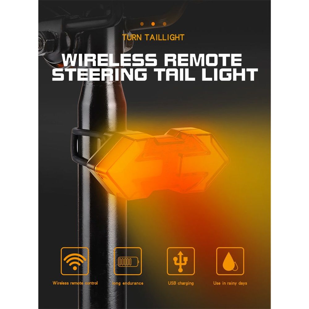 Bike Turn Signals,Bright Bike Tail Light with Turn Signals,USB Rechargeable LED Rear Bike Light, Wireless Remote Control Bike Blinkers,Waterproof Bike Safety Light for Night