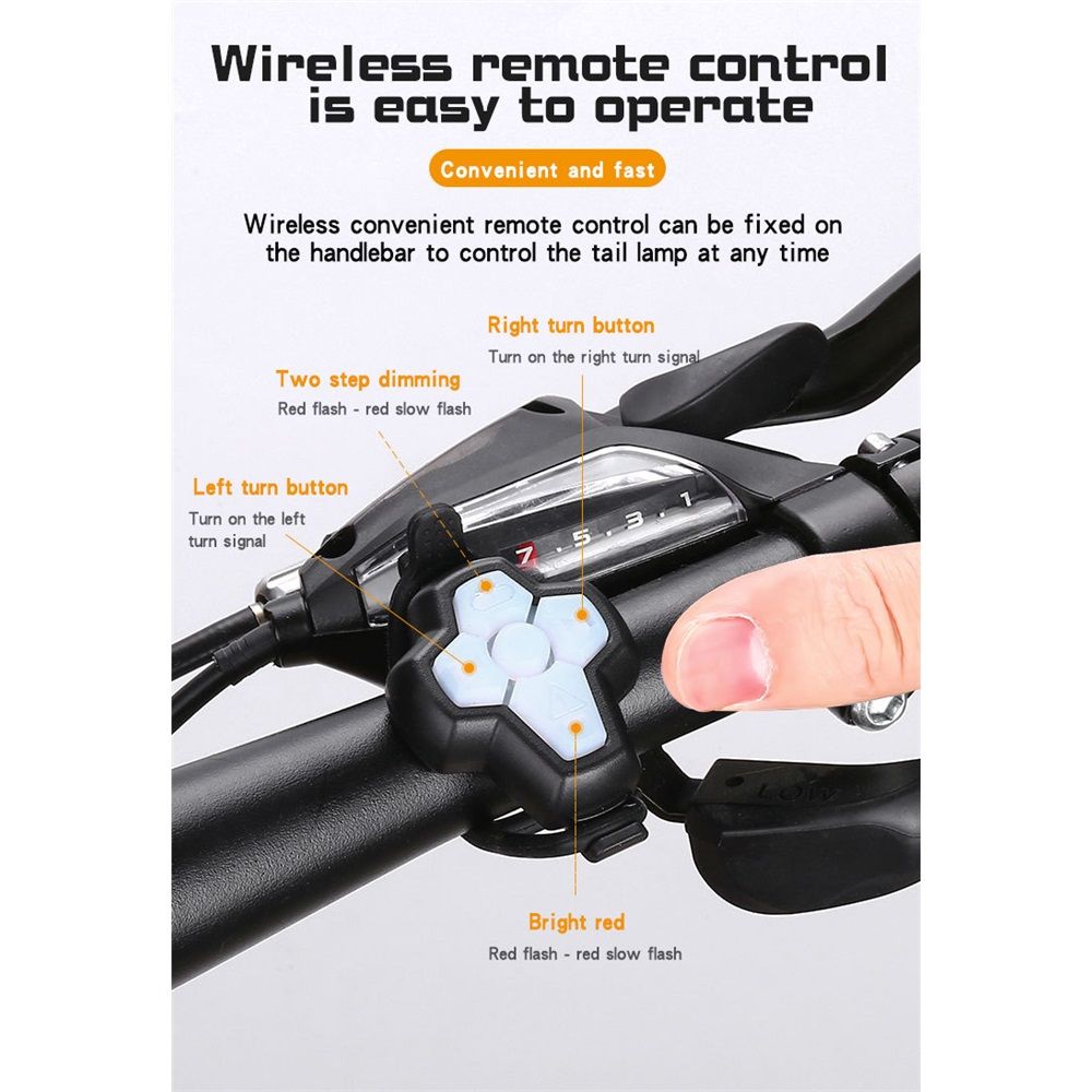 Bike Turn Signals,Bright Bike Tail Light with Turn Signals,USB Rechargeable LED Rear Bike Light, Wireless Remote Control Bike Blinkers,Waterproof Bike Safety Light for Night