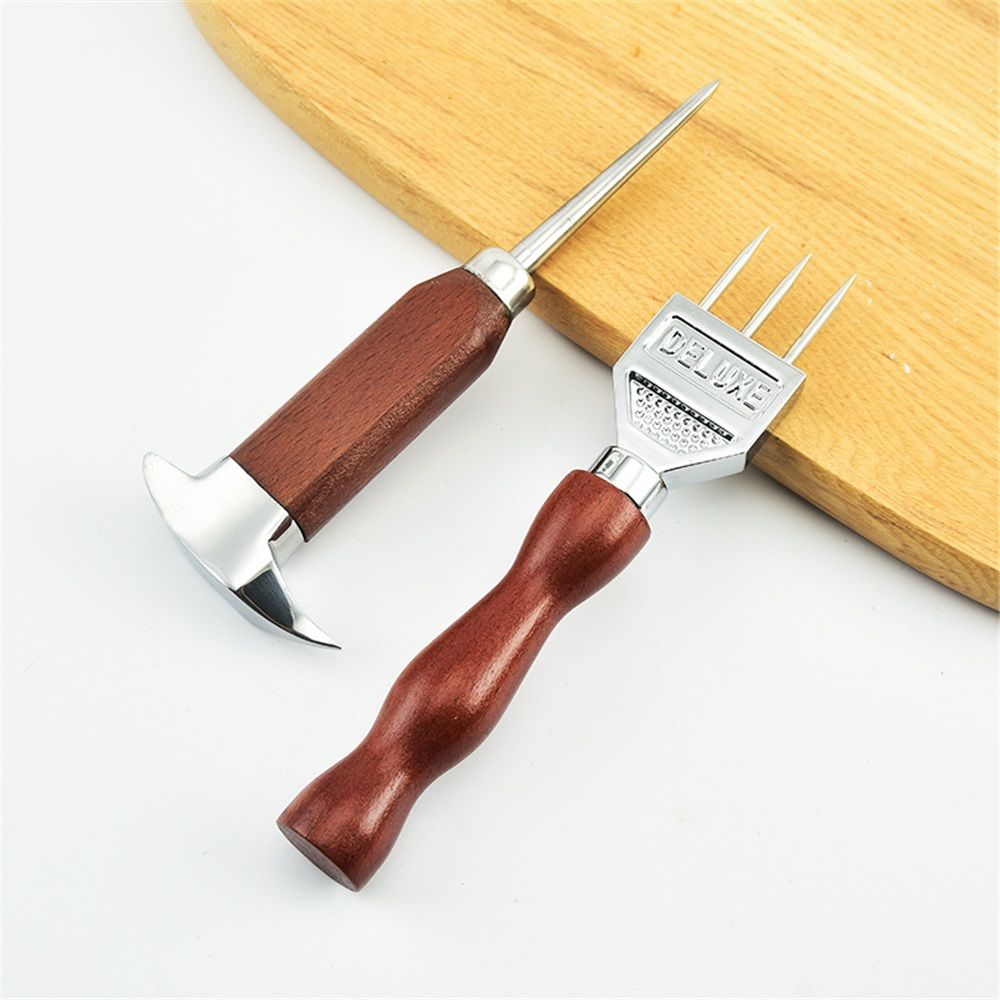 Ice Pick set of 2-Stainless Steel Ice Crusher with Wood Handle, Japanese Style Ice Chipper Ideal for Bars and Home