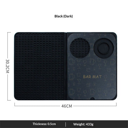 Bar Mat, Bar Accessories, Multifunctional Folding Cocktail Mat with Cutting Board, 18" X 12"(Black) Drying Mats,Bar Mat for Countertop,Bar Decorations for Home, Outdoor Bar Accessories,Travel