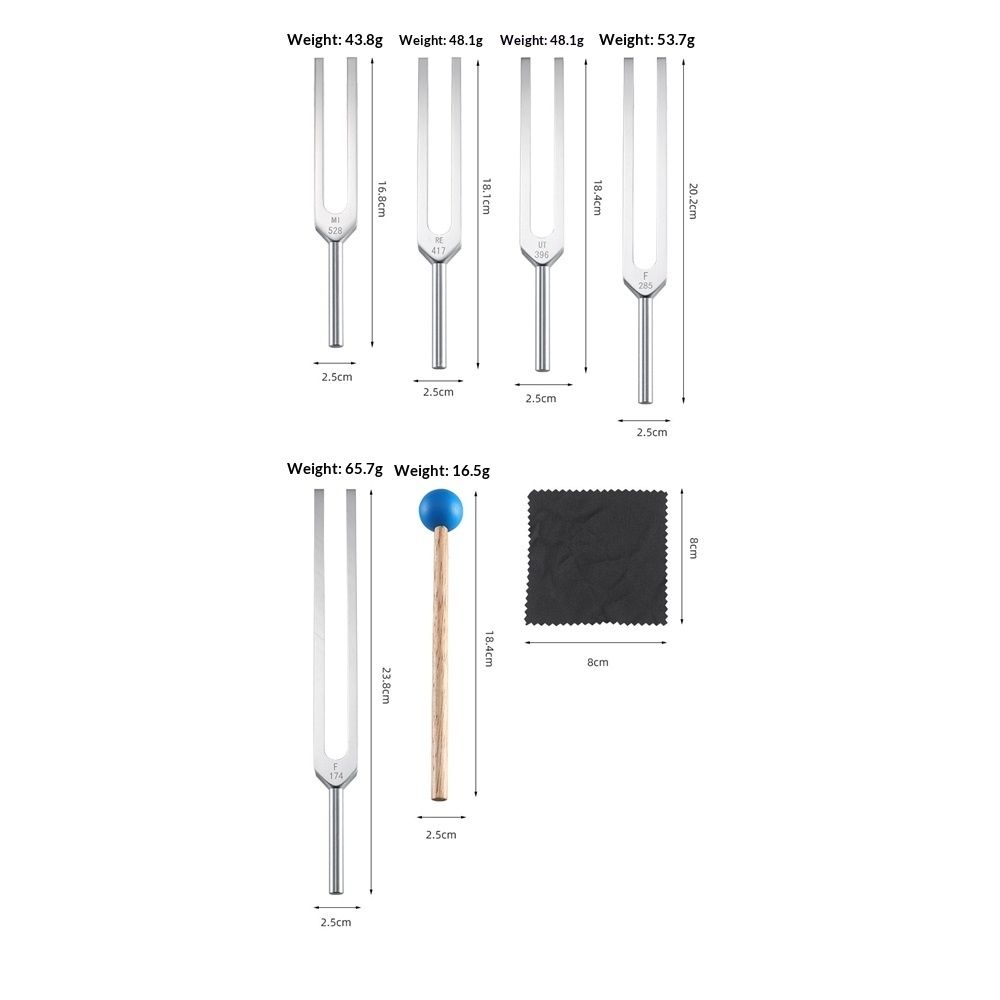 Tuning Fork Set - 9 Tuning Forks Perfect for Healing, Chakra, Sound Therapy, Keep Body, Mind and Spirit in Perfect Harmony.(174 Hz, 285 Hz, 396 Hz, 417 Hz, 528 Hz, 639 Hz etc)
