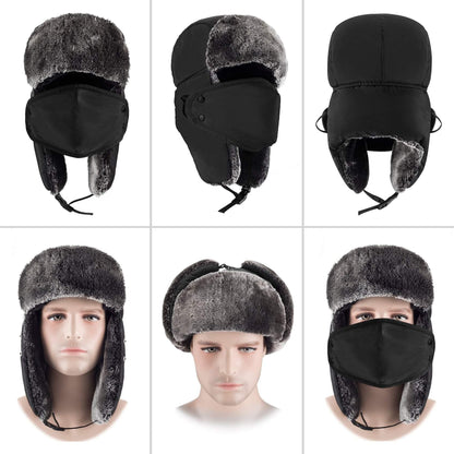 Winter Hats for Women Men Trapper Hat with Ear Flaps Warm Fur Fuzzy Hats for Cold Weather Trapper Hat Ear Flaps